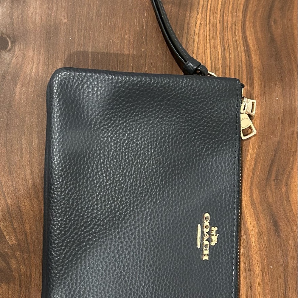Navy Leather Coach wristlet